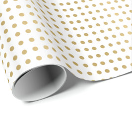 Golden & White PolkaDots Pattern Cadeaupapier
