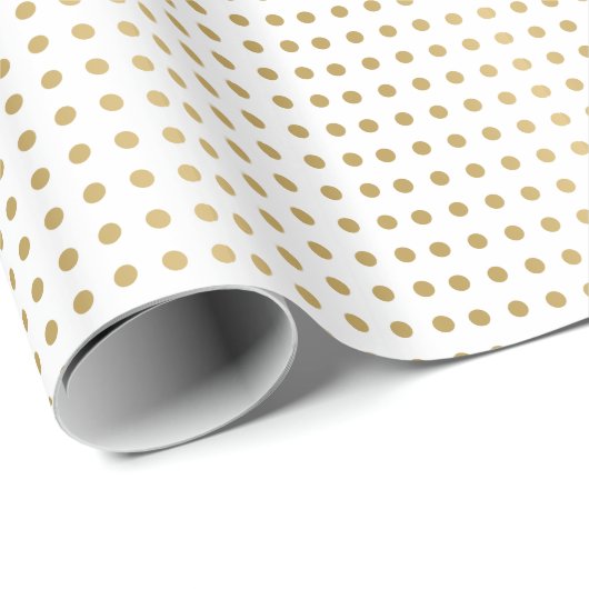 Golden & White PolkaDots Pattern Cadeaupapier (Rol Hoek)