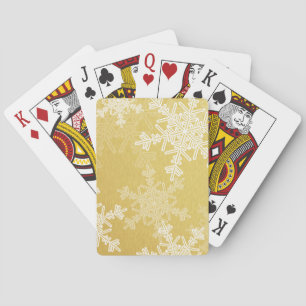 Golden White Snowflakes Minimalist Christmas Poker Speelkaarten