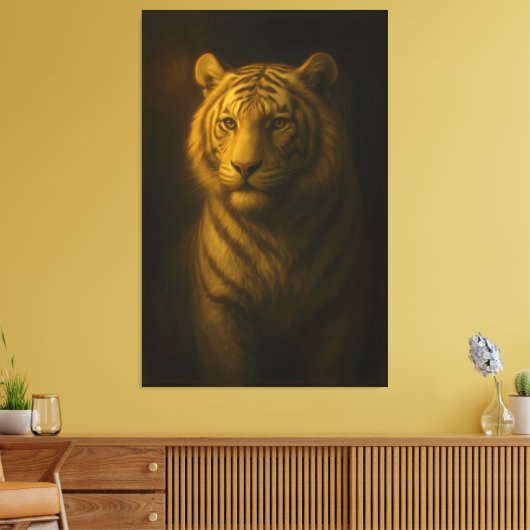 Golden White Tiger – Fine Art Portrait Canvas Afdruk (Insitu (Woonkamer))