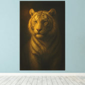 Golden White Tiger – Fine Art Portrait Canvas Afdruk (Insitu (Houten vloer))