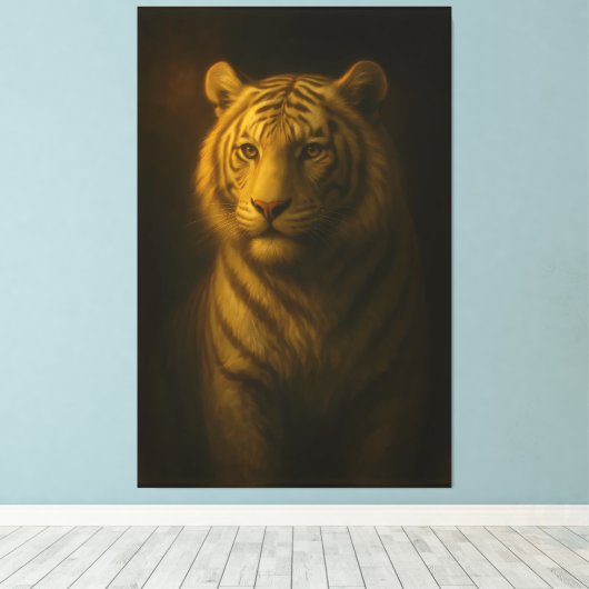 Golden White Tiger – Fine Art Portrait Canvas Afdruk (Insitu (Houten vloer))