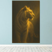 Golden White Tiger – Fine Art Portrait Canvas Afdruk (Insitu (Houten vloer))