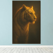 Golden White Tiger – Fine Art Portrait Canvas Afdruk (Insitu (Houten vloer))