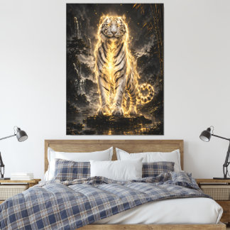 Golden White Tiger Guardian Power Canvas Afdruk