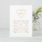 Golden - White Wedding Invitation Card Kaart (Staand voorkant)