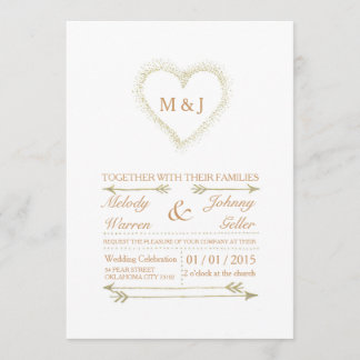 Golden - White Wedding Invitation Card Kaart