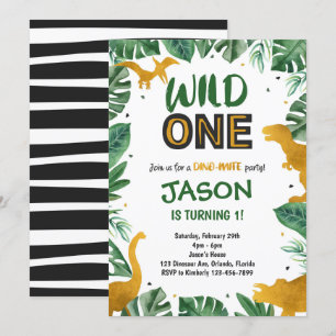 Golden Wild One dinosaurus uitnodiging