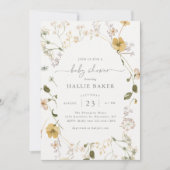 Golden Wildflower Baby shower Invitation Kaart (Voorkant)