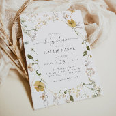 Golden Wildflower Baby shower Invitation Kaart