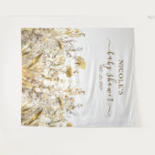 Golden Wildflower Herfst Baby shower Achtergrond Wandkleed (Voorkant (horizontaal))