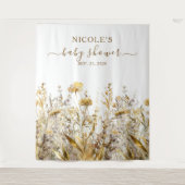 Golden Wildflower Herfst Baby shower Achtergrond Wandkleed (Voorkant)