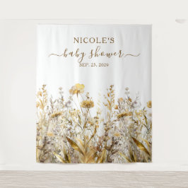 Golden Wildflower Herfst Baby shower Achtergrond Wandkleed