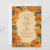 Golden Wildflower Rustic Fall Huwelijksthema Kaart (Voorkant)