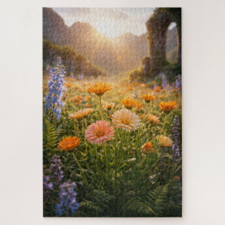 Golden Wildflowers at Sunrise – Cinematic Floral Legpuzzel