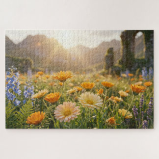 Golden Wildflowers at Sunrise – Cinematic Floral Legpuzzel