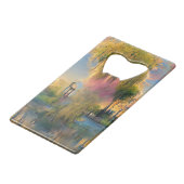 Golden Willow-boom op zonsondergang door de vijver Creditkaart Flessenopener (Achterkant Gekanteld)