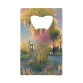 Golden Willow-boom op zonsondergang door de vijver Creditkaart Flessenopener (Achterkant)