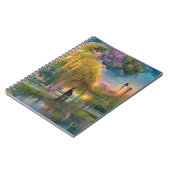 Golden Willow-boom op zonsondergang door de vijver Notitieboek (Linkerzijde)