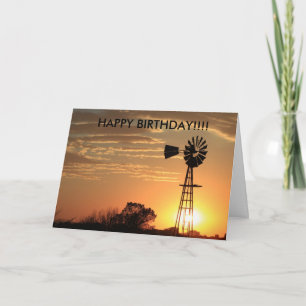 Golden Windmill Sunset BIRTHDAY CARD Kaart