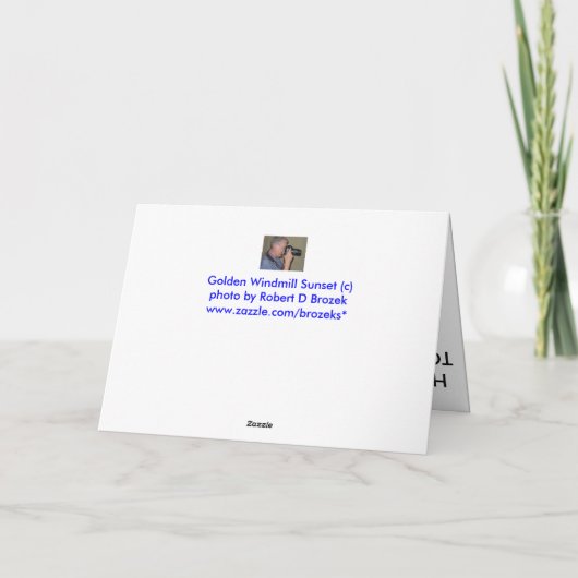 Golden Windmill Sunset BIRTHDAY KAART (Achterkant)