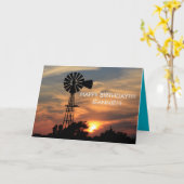 Golden Windmill Sunset Verjaardag Kaart (Gele Bloem)