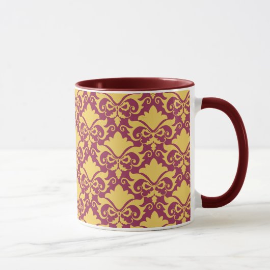 Golden Wine Damask Bows Mok (Rechts)