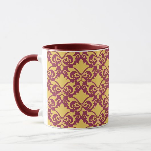 Golden Wine Damask Bows Mok (Links)