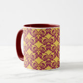 Golden Wine Damask Bows Mok (Voorkant links)