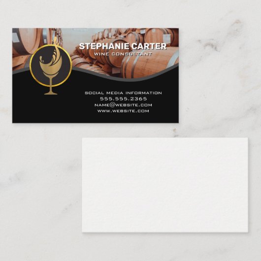 Golden Wine Glass Splash Logo | wijnvaten Visitekaartje (Voorkant / Achterkant)