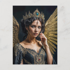 Golden Winged Dark Angel Queen Briefkaart