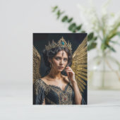 Golden Winged Dark Angel Queen Briefkaart (Staand voorkant)