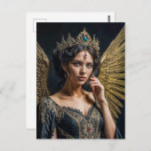 Golden Winged Dark Angel Queen Briefkaart (Voorkant / Achterkant)