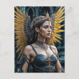 Golden Winged Dark Angel Queen Briefkaart