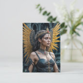 Golden Winged Dark Angel Queen Briefkaart (Staand voorkant)