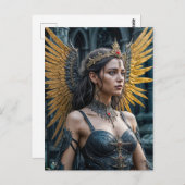 Golden Winged Dark Angel Queen Briefkaart (Voorkant / Achterkant)