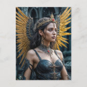 Golden Winged Dark Angel Queen Briefkaart (Voorkant)