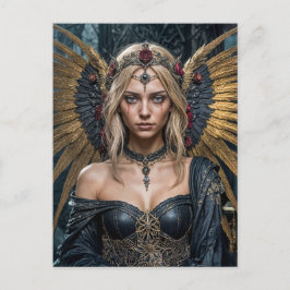 Golden Winged Dark Angel Queen Briefkaart
