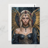Golden Winged Dark Angel Queen Briefkaart (Voorkant / Achterkant)