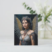 Golden Winged Dark Angel Queen Briefkaart (Staand voorkant)