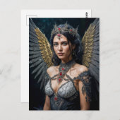 Golden Winged Dark Angel Queen Briefkaart (Voorkant / Achterkant)
