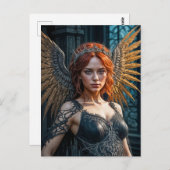 Golden Winged Dark Angel Queen Briefkaart (Voorkant / Achterkant)