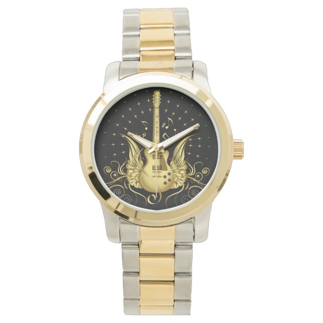 Golden Winged Guitar Horloge (Voorkant)
