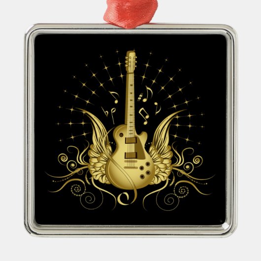 Golden Winged Guitar Metalen Ornament (Voorkant)