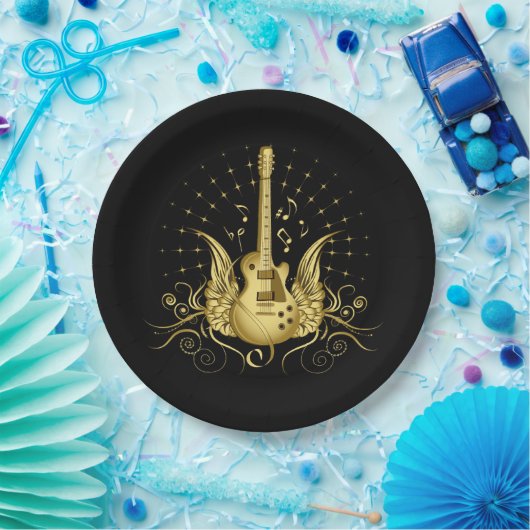 Golden Winged Guitar Papieren Bordje (Feest)
