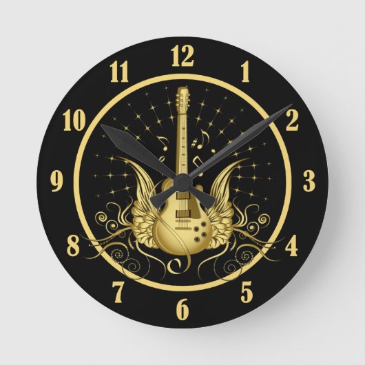 Golden Winged Guitar Ronde Klok (Voorkant)
