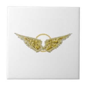 Golden wings met halo tegeltje
