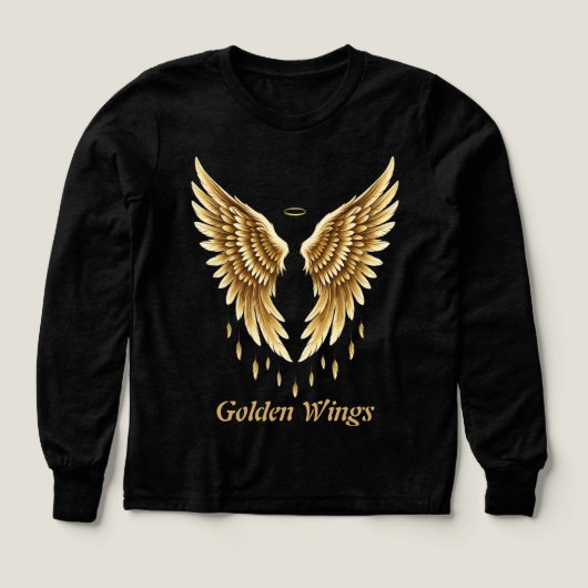 Golden Wings T-Shirt – Elegant zwart en goud Angel (Voorkant)