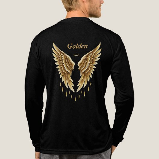 Golden Wings T-Shirt – Elegant zwart en goud Angel (Achterkant volledig)