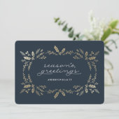 Golden Winter Corporate Holiday Kaart (Staand voorkant)